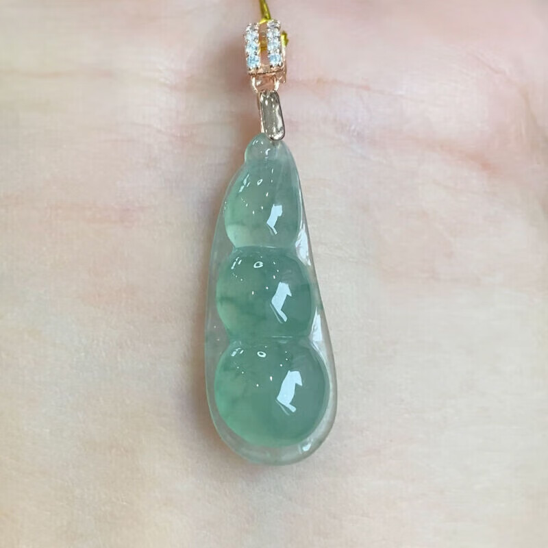糜鸿(miehone)四季豆吊坠翡翠冰种小挂件豆子福豆翡翠玉吊坠项链女
