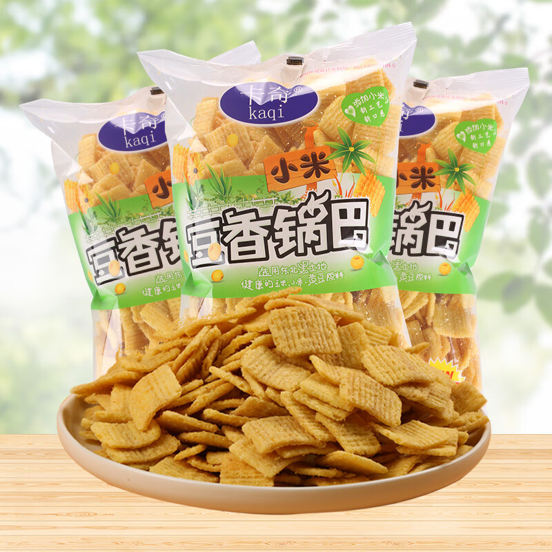 卡奇小米锅巴零食膨化食品 烧烤味210g*3袋