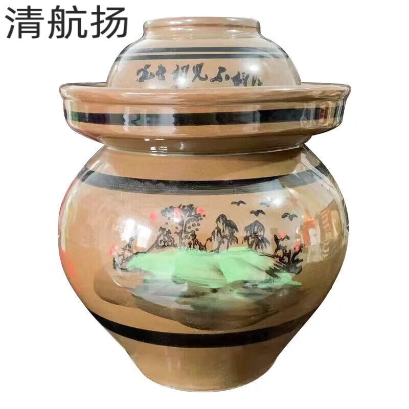 囤柒泡菜坛子泡菜坛子陶瓷泡菜坛子带盖腌菜缸酸菜坛子8斤土陶陶瓷家