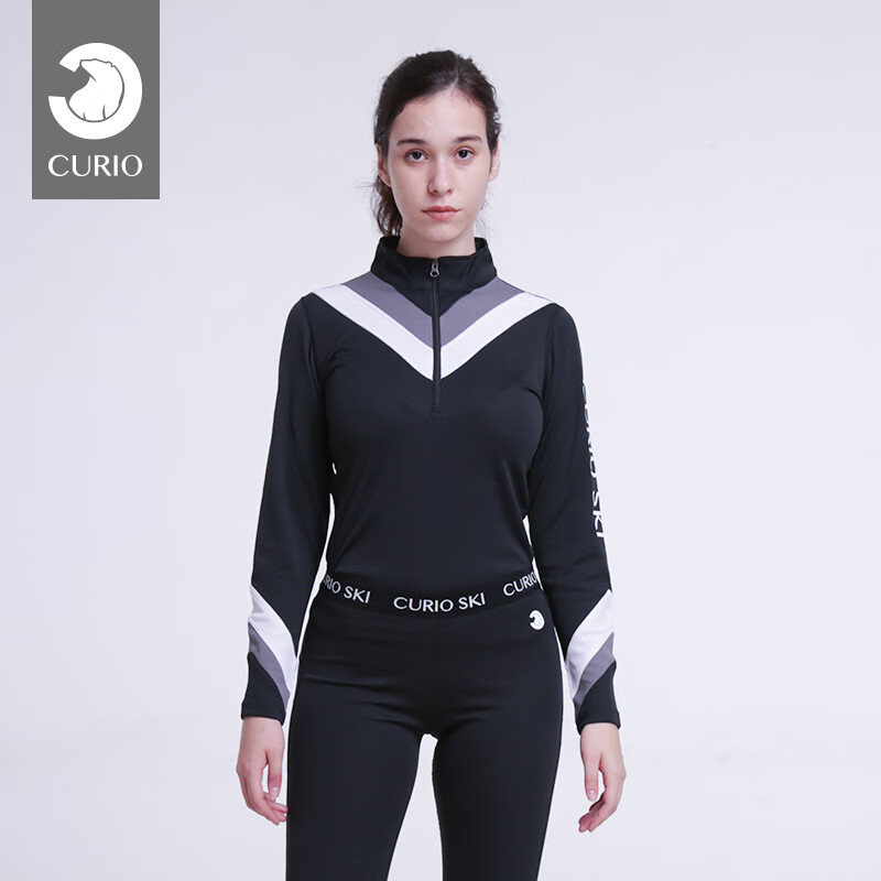 Curio 女士滑雪内衣速干保暖弹力功能内衣保暖衣 黑色 XS