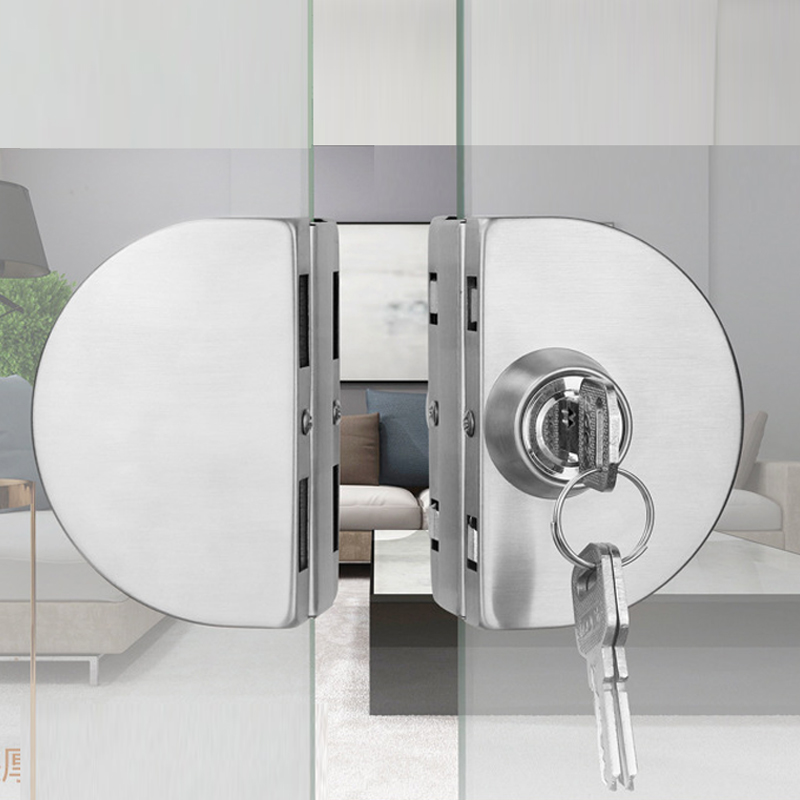 雨花泽 玻璃门锁双开门玻璃锁 办公室玻璃门天地锁移门锁免开孔锁具