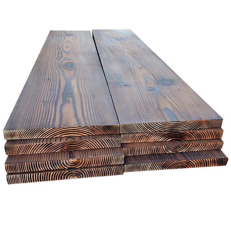 碳化木板宽板楼梯踏步板防腐木火烧实木板户外围栏地板吧台广告牌