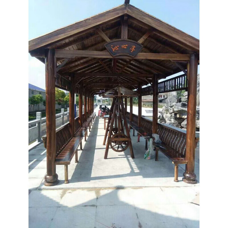 萌训辉煌古建长廊凉亭户外庭院实木葡萄架防腐木仿古六角走廊园林木屋