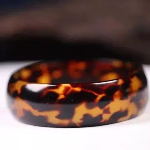 rjt玳瑁手镯 深水龟甲女士宽版潮流饰品清热镇惊情侣62圈口 56mm