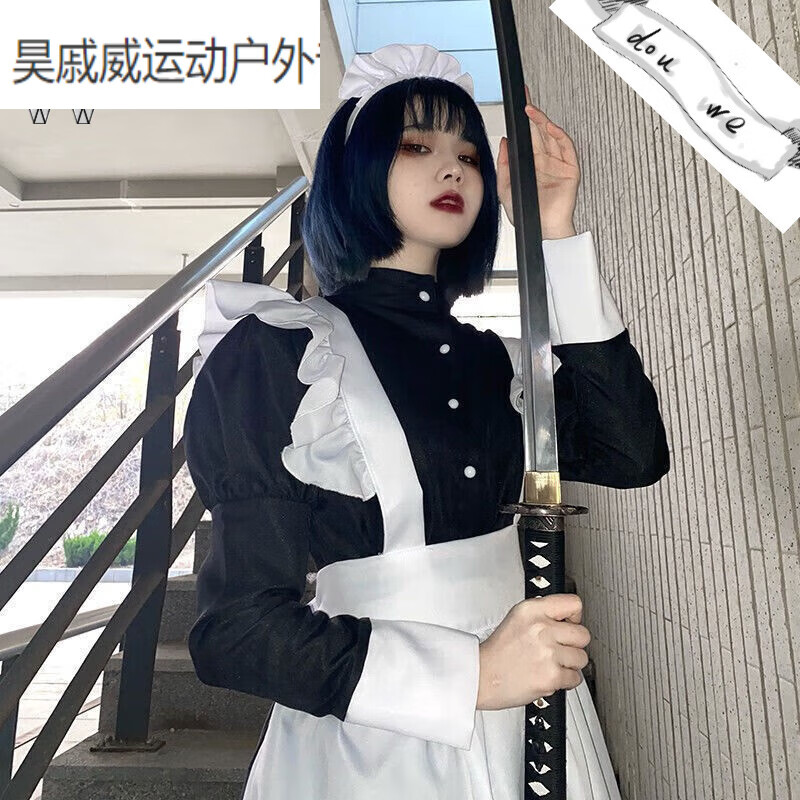 麦磊 女仆装男穿cosplay可爱日系洛丽塔萝莉黑色女装大佬女仆装cos的