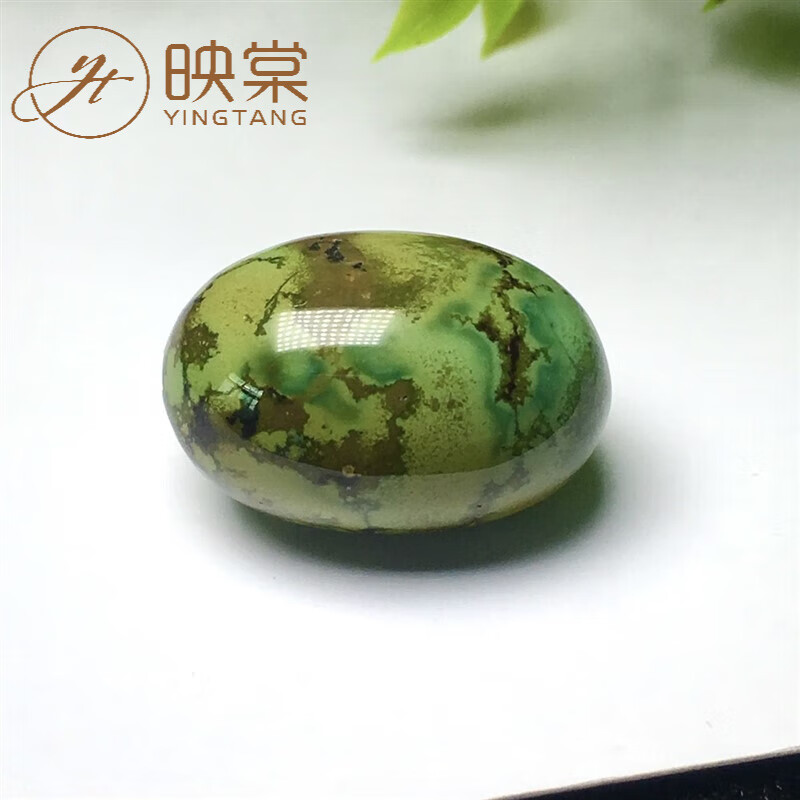 映棠 湖北原矿无优化绿松石高瓷油绿枣珠扁珠顶珠16锁骨链配珠军