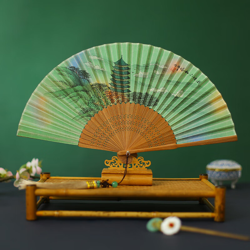 重礼出国礼品扇杭州丝绸扇绢扇竹扇善扇子6寸真丝女式折扇手绘女扇