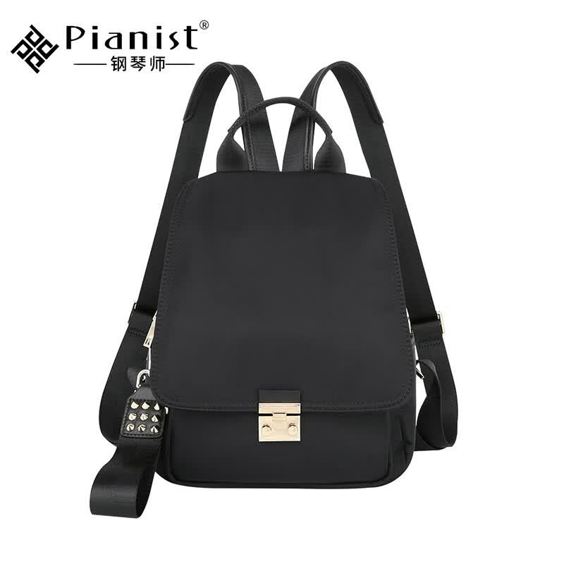钢琴师双肩包女新品韩版时尚小包撞色轻便防泼水尼龙牛津布锁扣女士