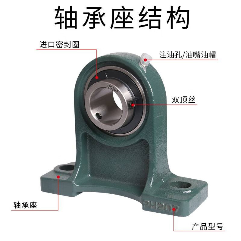 哲弘地外球面轴承带座加高中心立式轴承座ucph201ph212高脚轴承固定座