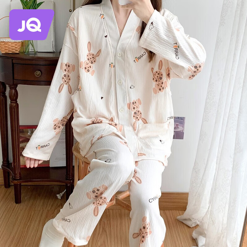 婧麒（JOYNCLEON）月子服孕妇哺乳睡衣喂奶春秋小清新家居服产后怀孕期 潮流兔子-Jyz66787 XL怎么样,好用不?