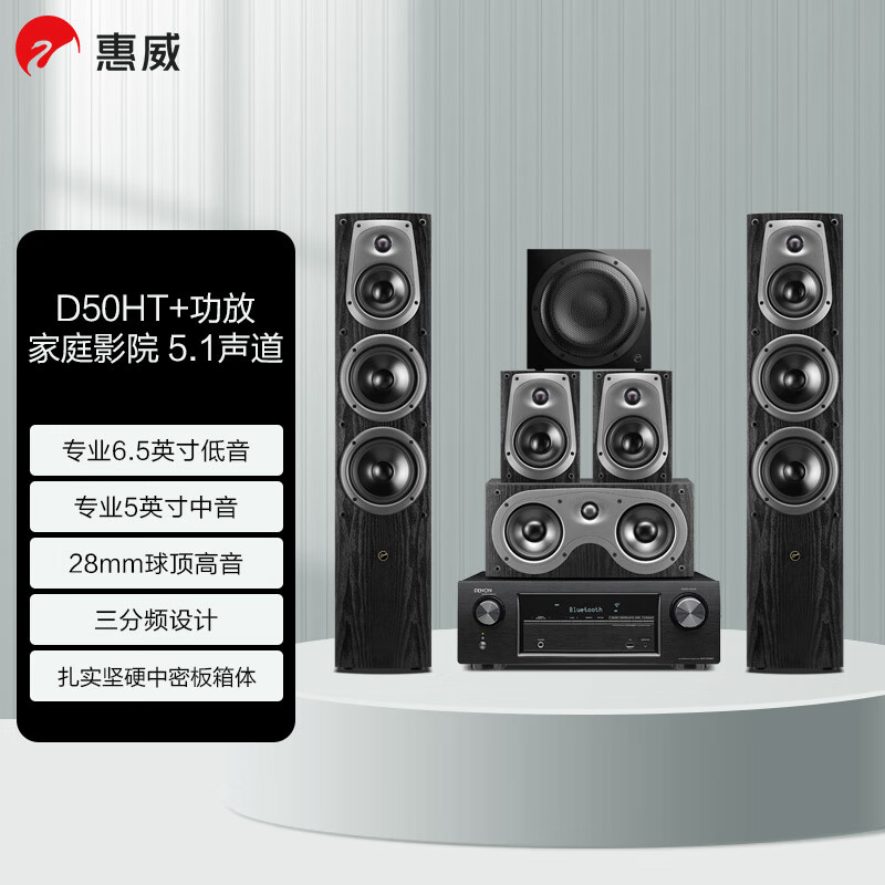 惠威（HiVi-Swans）D50系列音响音箱家庭影院组合套装声道hifi家用客厅电视ktv音响 D50HT(5.1声道)+天龙功放