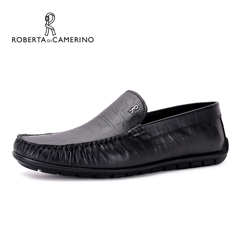诺贝达(roberta di camerino)商务休闲皮鞋男士牛皮套脚一脚蹬豆豆鞋