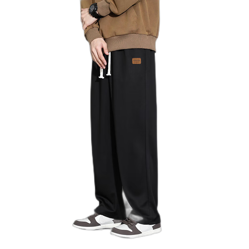 Foss Phil裤子男士春夏季宽松垂感冰丝休闲长裤运动阔腿直筒裤2311黑色XL