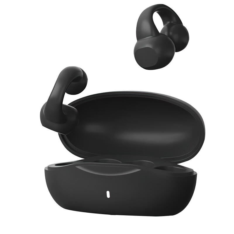 0度（PERFECTSIGHT）真无线蓝牙耳机骨传导挂耳式耳机不入耳式通话降噪运动跑步长续航运动耳机久戴不痛 新款耳夹式蓝牙耳机-黑色 【蓝牙5.3+LED数显+立体环绕声】