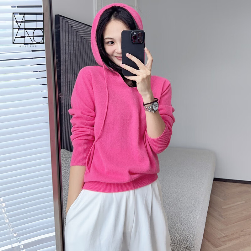 美洋(meiyang)浆果少女羊绒衫 阿尔巴斯26支山羊绒|轻暖连帽针织衫