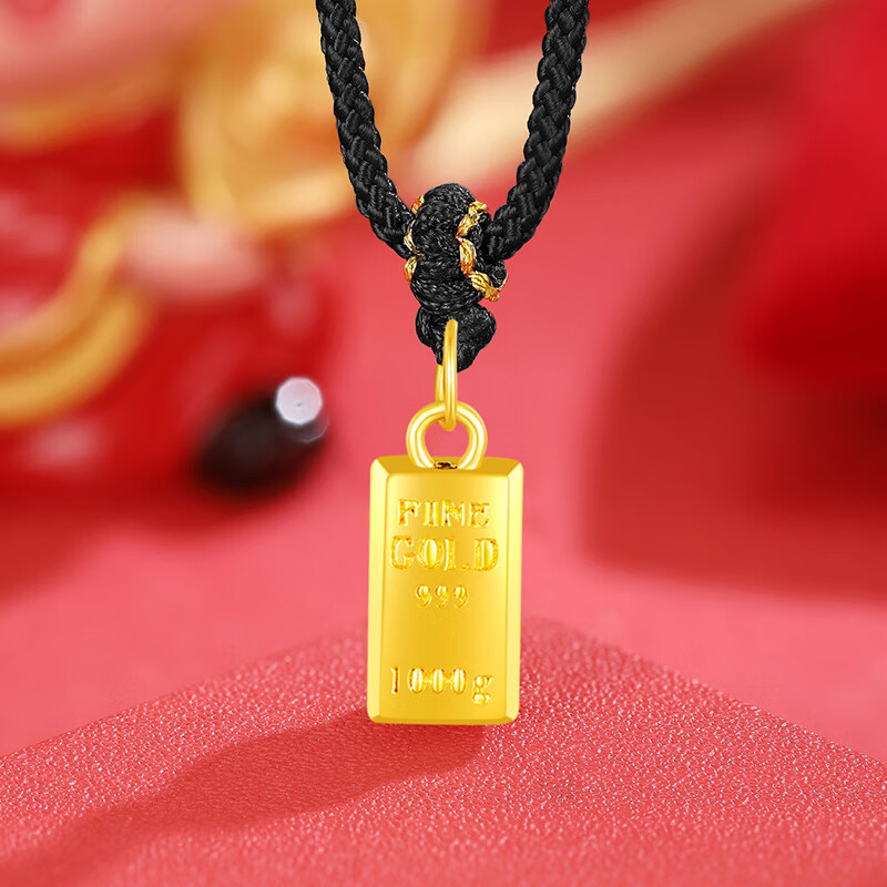 蒂蔻足金暴富小金砖黄金吊坠无氢金饰小金条项链女送老婆女友生日礼物