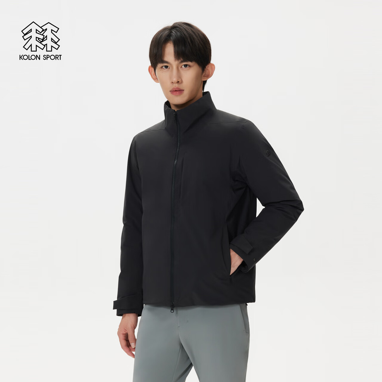 KOLON SPORT/可隆轻量羽绒服 男士户外防水透湿耐磨防风轻薄鹅绒夹克 LHDJ5WT873-BK 黑色 L 175/96A