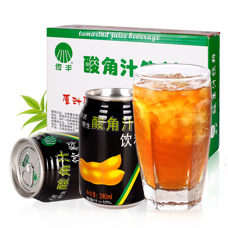 云南特产恒丰酸角汁饮料240ml*24瓶酸角果汁饮料整箱批发低价年货