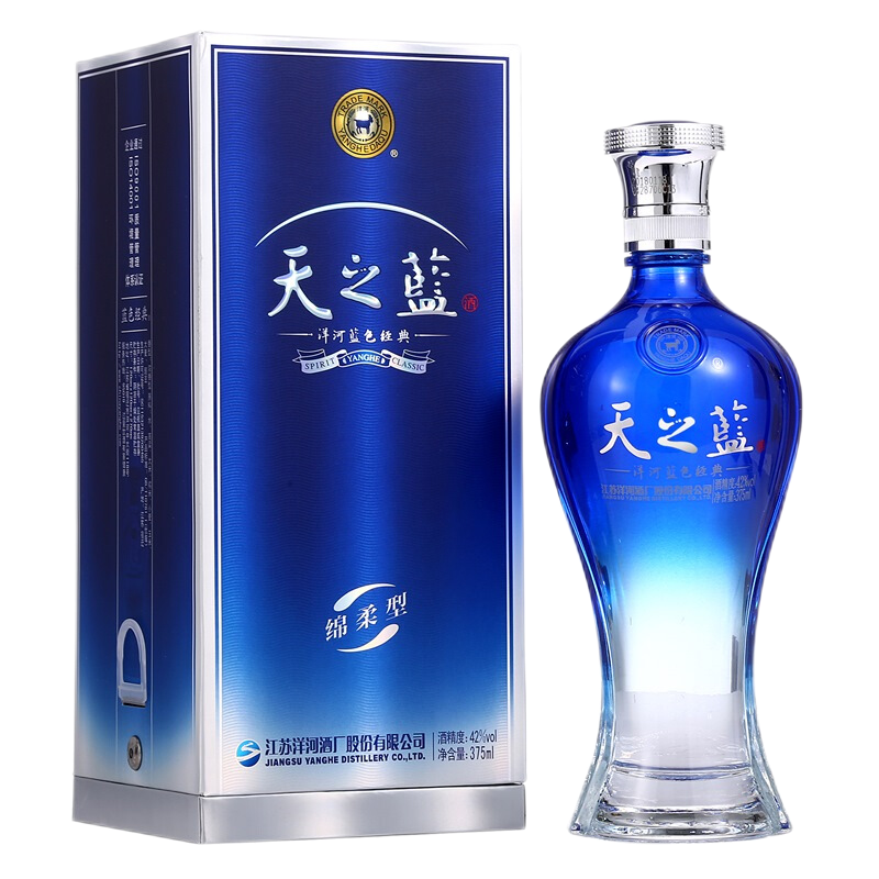 洋河蓝色经典 天之蓝 口感绵柔浓香型白酒 42度375ml*2瓶