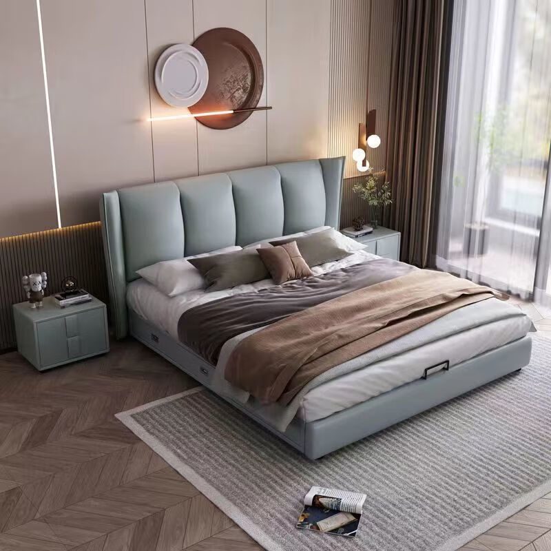立匠现代简约床皮床1.8米实木双人床1.5米小户型储物家具软体床软包床 单皮床 1500mm*2000mm