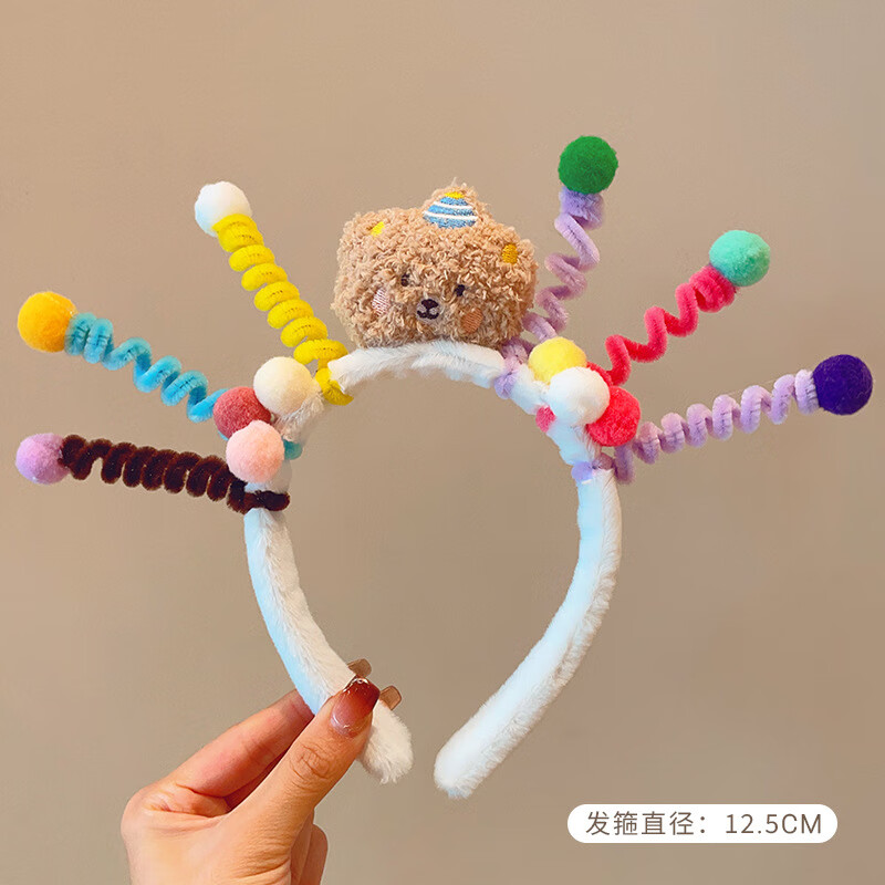 芠拉毛绒扭扭棒搞怪发箍秋冬可爱彩色头箍女洗脸发卡拍照聚会生日发饰