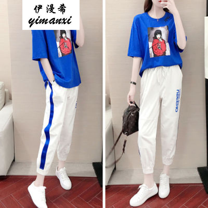休闲运动套装女夏潮女生中学生夏天穿的衣服一套气质小个子初中高中