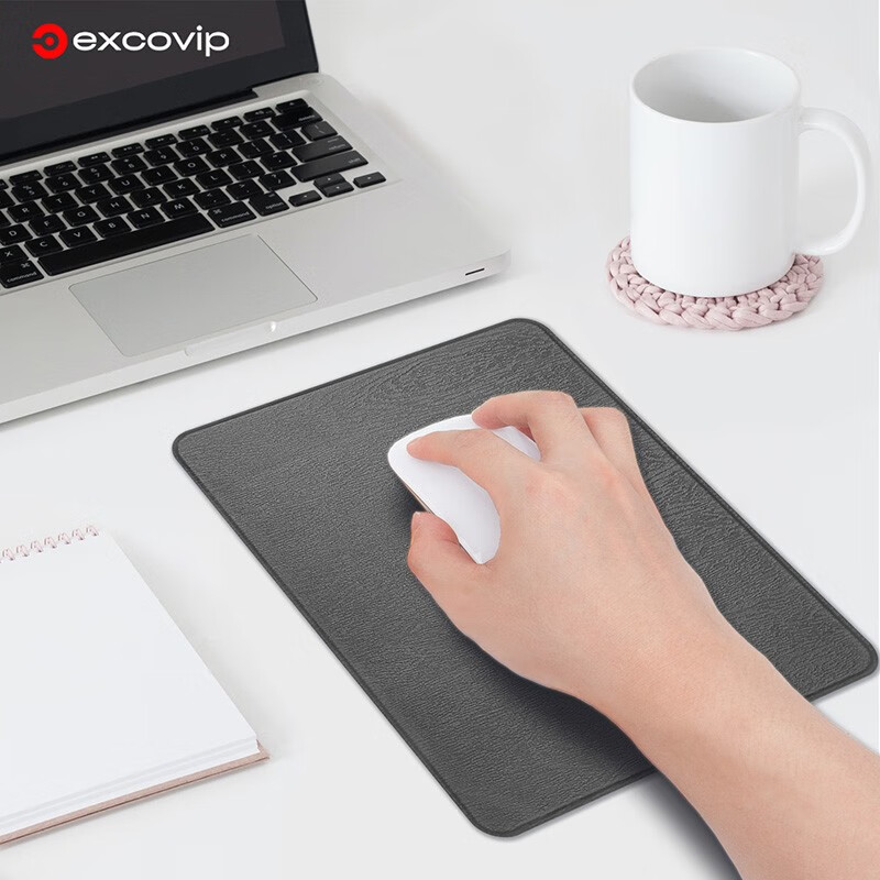 EXCO树脂硬质鼠标垫小垫 笔记本电脑鼠标垫小号垫子便携办公苹果滑垫外设 灰色 240x190x2mm