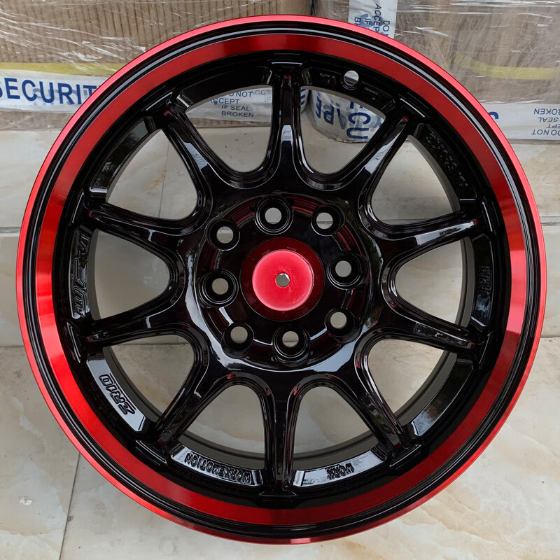 16 17 18寸适用于:捷达高尔夫北斗星五菱mini改装 黑色红边 16寸轮毂