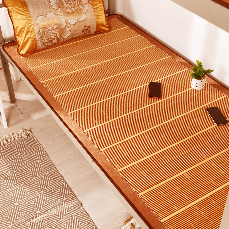 fghgf 凉席单人学生宿舍0.9m床竹席席子冬夏两用 直筒款0.8m*1.