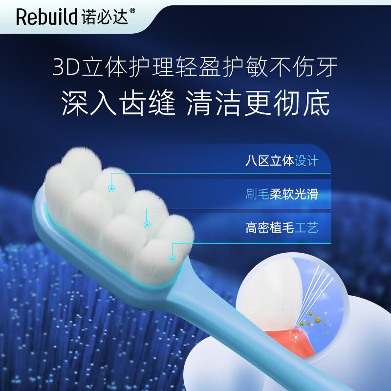 诺必达Rebuild新一代万毛牙刷成人款（4支装）呵护牙龈 软毛 4支