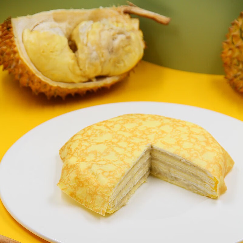 爱克莱虎皮榴莲千层生日蛋糕金枕榴莲肉动物奶油甜品点心下午茶  6寸