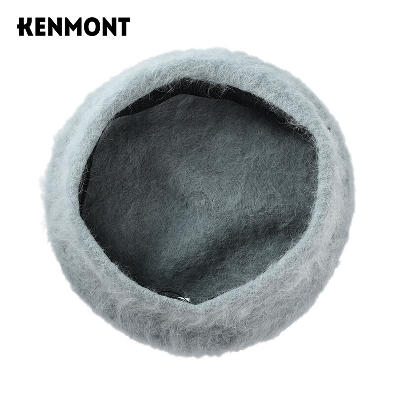 卡蒙(Kenmont)贝雷帽冬季兔毛帽子女可爱文艺毛绒帽子画家帽时尚蓓蕾帽日系9306 灰色 均码 可调节(57.5cm)
