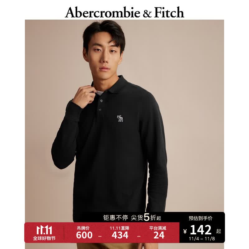 ABERCROMBIE & FITCH【小麋鹿】男装 美式复古商务经典刺绣logo长袖Polo衫 322938-1 黑色 M (180/100A)怎么样,好用不?
