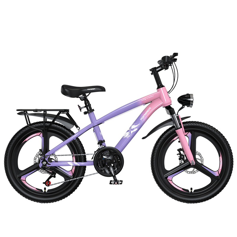 FOREVER 永久 儿童自行车6-10-15岁以上中大童变速减震山地车单车赛车男女孩 辐条-粉紫 20寸单速