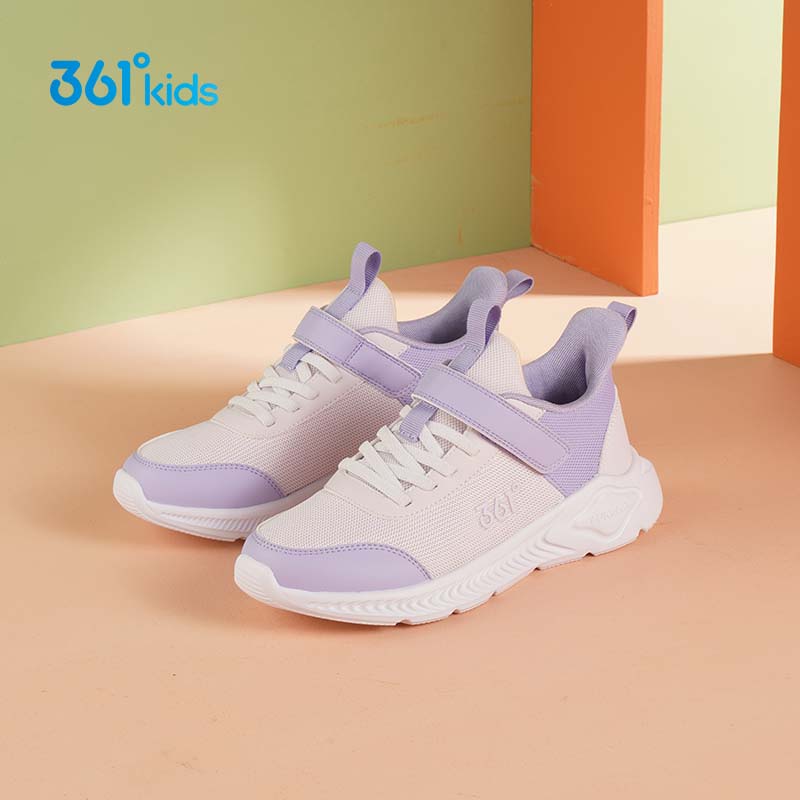 361°儿童运动鞋男女童(3-12岁)防撞鞋头密网休闲跑鞋 紫32