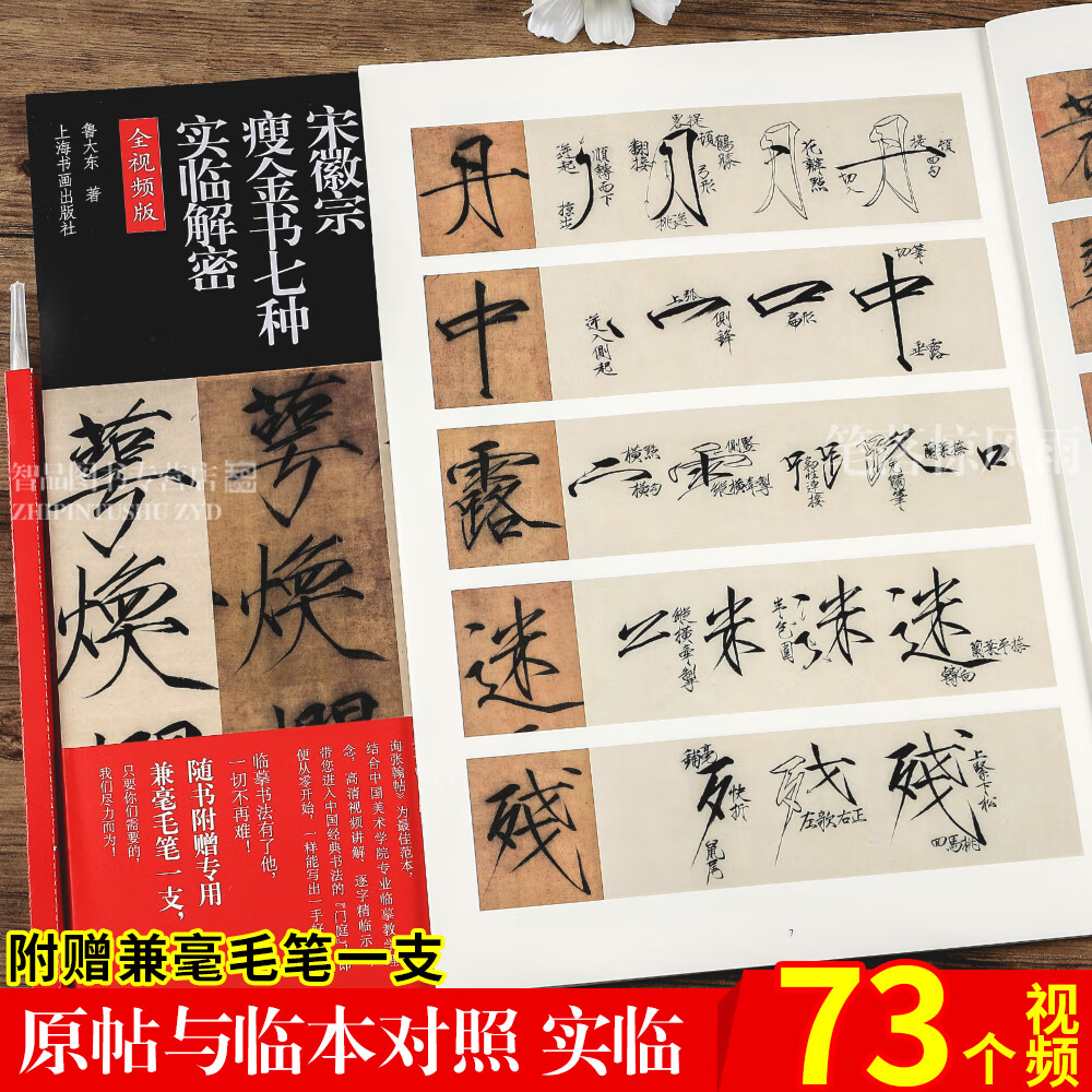 实临解密宋徽宗瘦金体七种 楷书临摹字帖碑帖名品全本 鲁大东著瘦金体