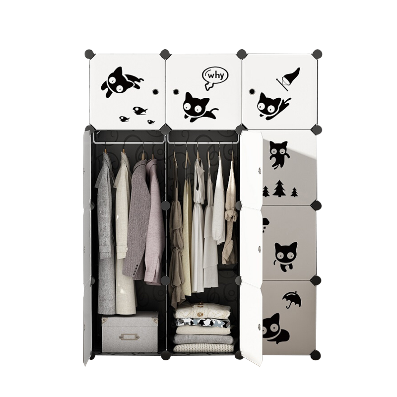 安尔雅 简易衣柜塑料组合成人储物收纳柜组装单双人出租房大容量衣橱非布艺