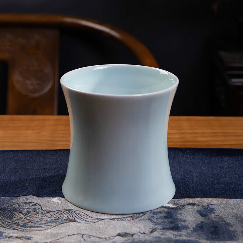 驰诺景德镇宋代青瓷精致冷串筒中式筷子筒简约大口径插花瓶特色陶瓷