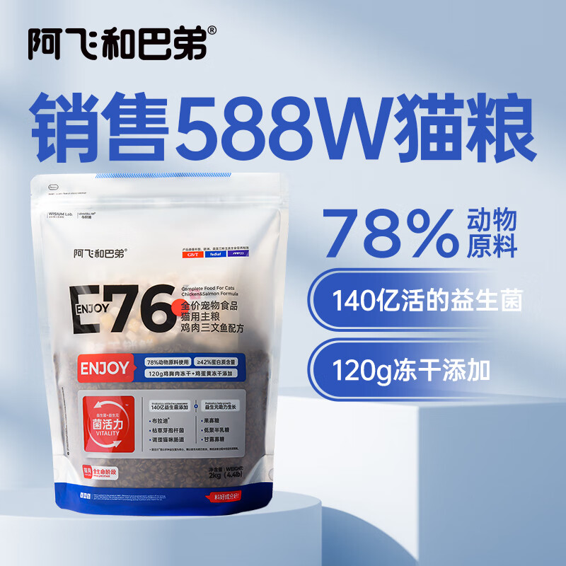 阿飞和巴弟E76全价冻干猫粮小蓝包 幼猫成猫全期无谷冻干猫粮2kg怎么看?