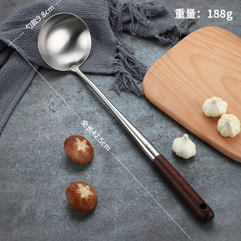 瑞飘炒勺厨师炒菜勺子家用加厚锅铲套装木柄把汤勺锅勺炊具 加厚加长