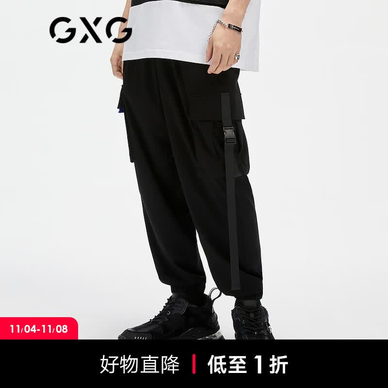 GXG男装【生活系列】21年夏季商场同款多口袋束脚长裤男休闲裤 黑色 170/M怎么看?