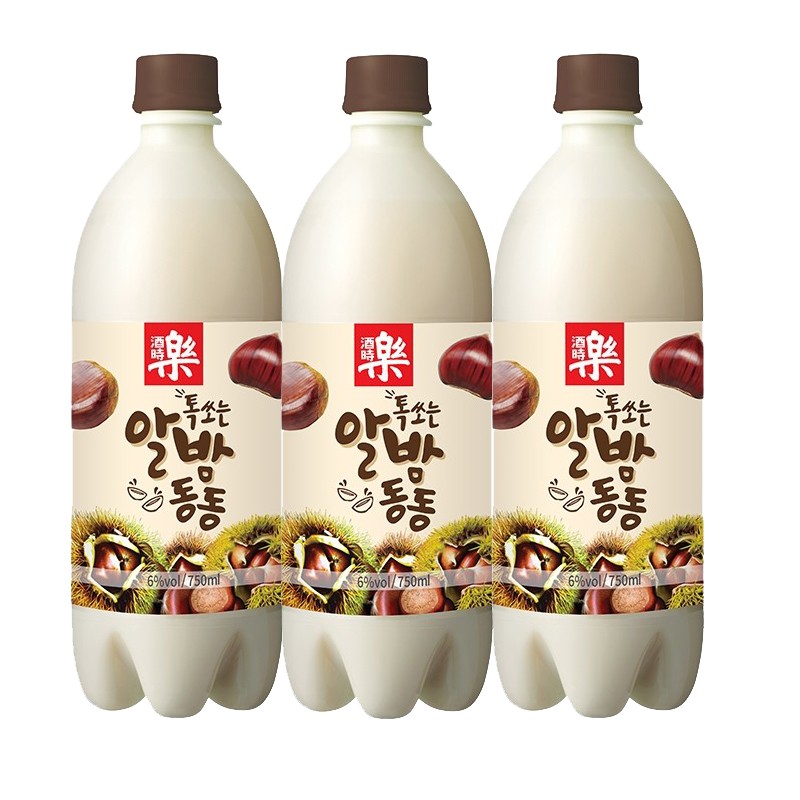 酒时乐济州栗子味甜玉米纯米玛可利米酒750ml 瓶装韩国原装进口 6%vol