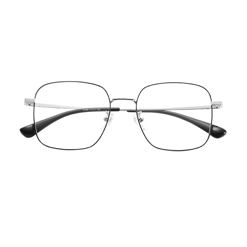 JingPro 镜邦 31285 黑银色合金眼镜框+平光防蓝光镜片 灰变