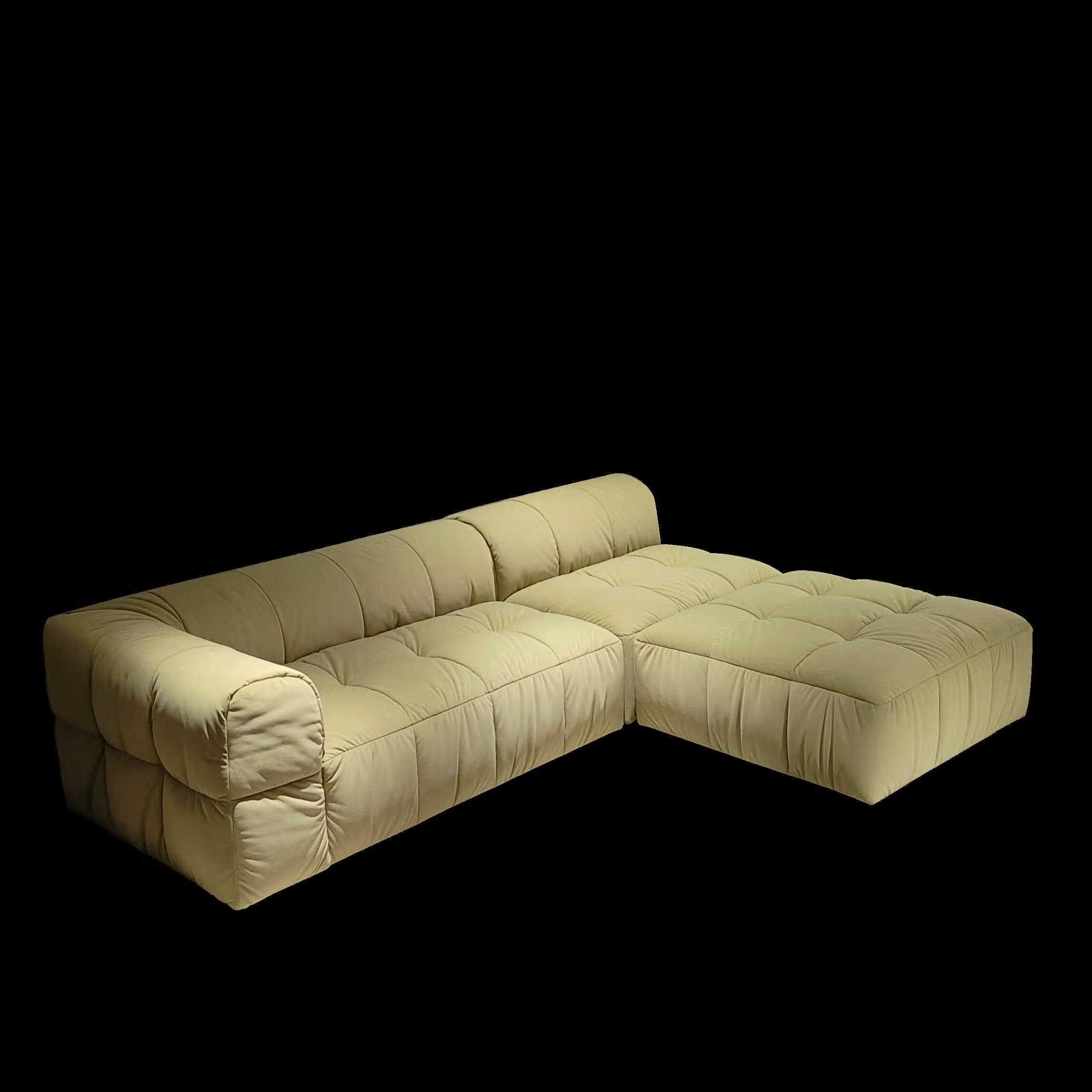 题美生活意式极简布艺条形沙发客厅组合绒布沙发别墅公寓通用沙发