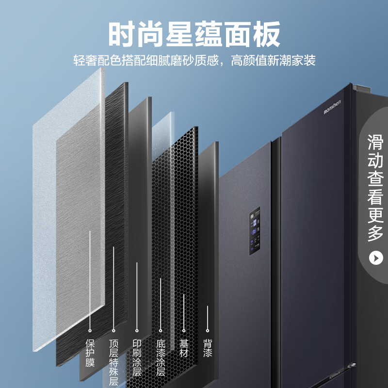 容声(Ronshen)432升变频一级能效十字对开门四门冰箱家用风冷无霜净味BCD-432WD13FPA超薄机身大容量