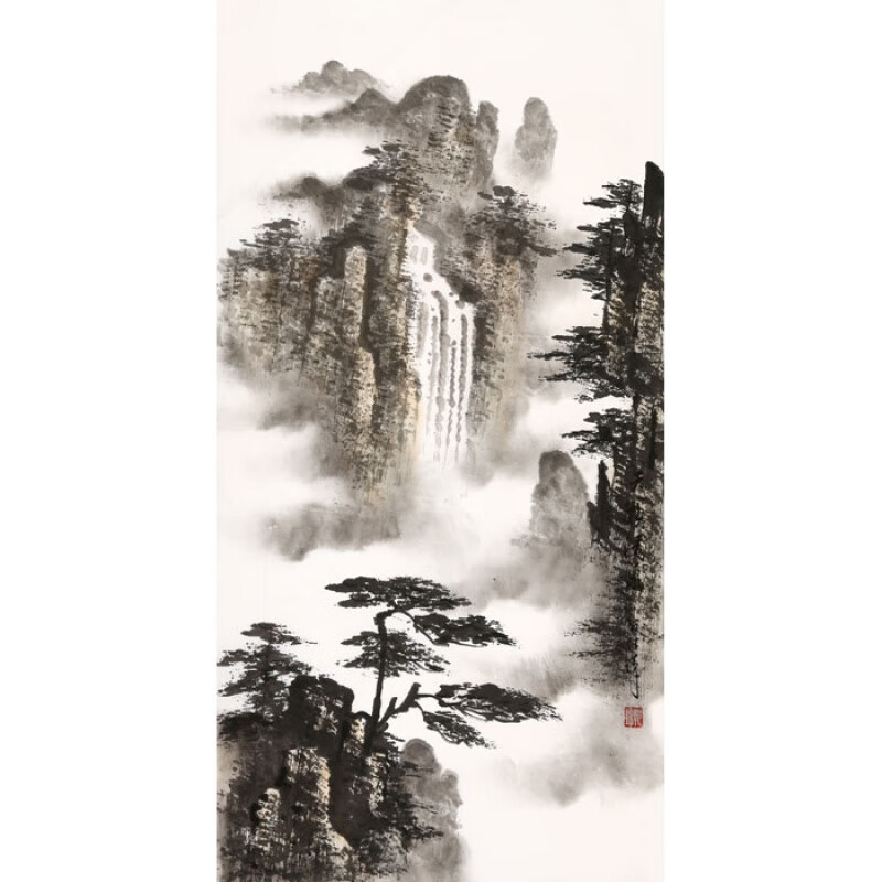 大师郭传璋山水画三尺水墨竖幅写意国画名人字画手绘