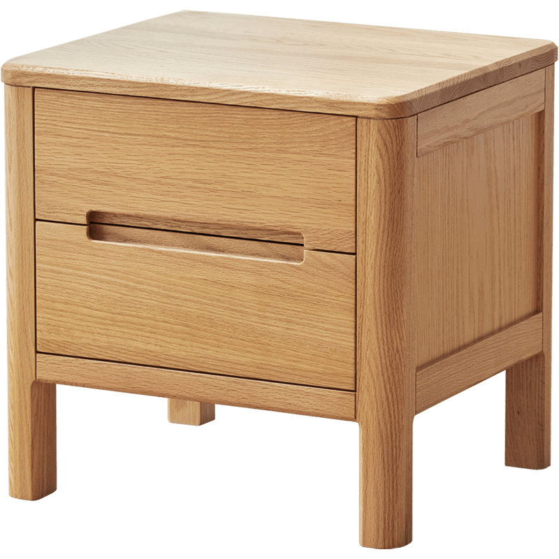 良工實(shí)木床頭柜北歐臥室帶抽屜現代簡(jiǎn)約儲物柜收納柜橡木二斗柜床邊柜 純實(shí)木床頭柜