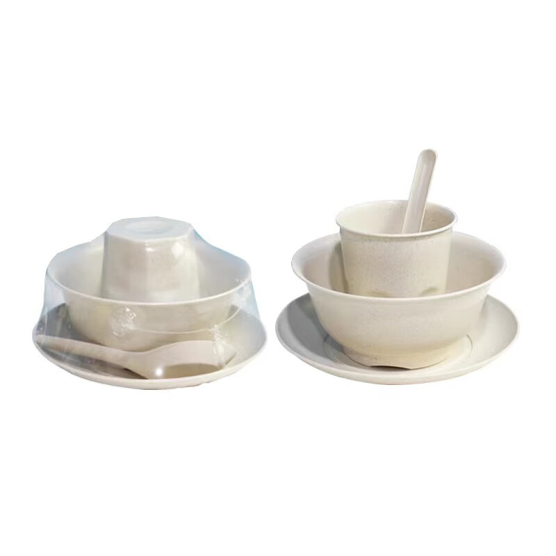 优凡优品一次性稻壳餐具套装可降解碗筷套装稻谷壳塑料碗杯子餐饮餐具