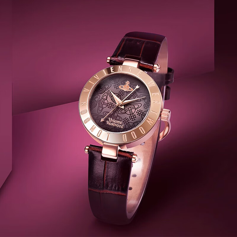 Vivienne Westwood西太后手表女士复古皮带女腕表女生日节日礼物圣诞礼物新年跨年 复古静谧紫 VV092BRBR 28mm