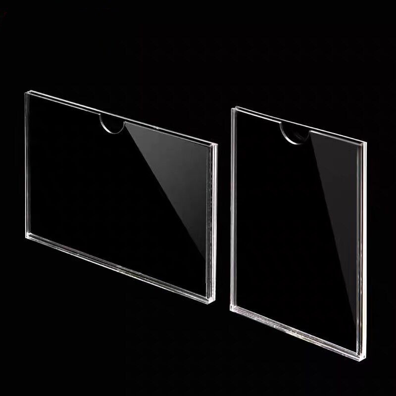 亚克力卡槽双层a4插纸盒a5宣传展示牌5寸6寸贴墙透明照片插槽订制 横